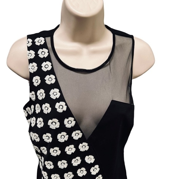 NWT SACHIN + BABI Iris Black Sequin Flower Mini Mesh Dress 2 neutral whimsigoth - Picture 7 of 10